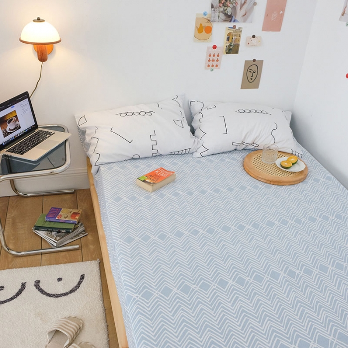 91家纺网 家纺一手货源 找家纺 艾沁2020新款日系简约风全棉四件套 空间