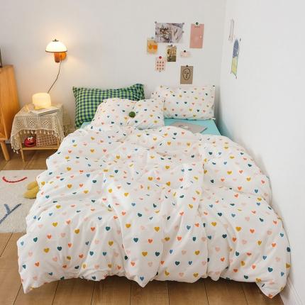 91家纺网 家纺一手货源 找家纺 艾沁2020新款日系小清新全棉纯棉四件套 心晴-兰