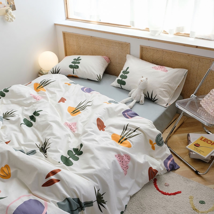 91家纺网 家纺一手货源 找家纺 艾沁2020新款田园风全棉纯棉四件套 悠悠