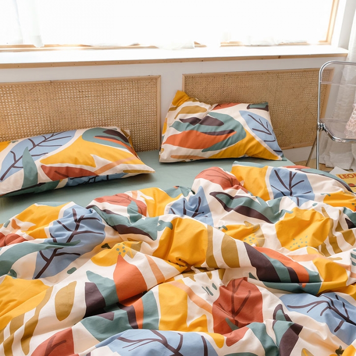 91家纺网 家纺一手货源 找家纺 艾沁2020新款田园风全棉纯棉四件套 月光森林