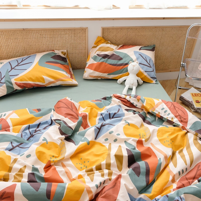 91家纺网 家纺一手货源 找家纺 艾沁2020新款田园风全棉纯棉四件套 月光森林