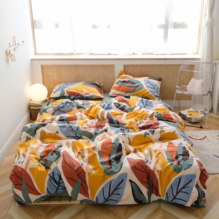 91家纺网 家纺一手货源 找家纺 艾沁2020新款田园风全棉纯棉四件套 月光森林