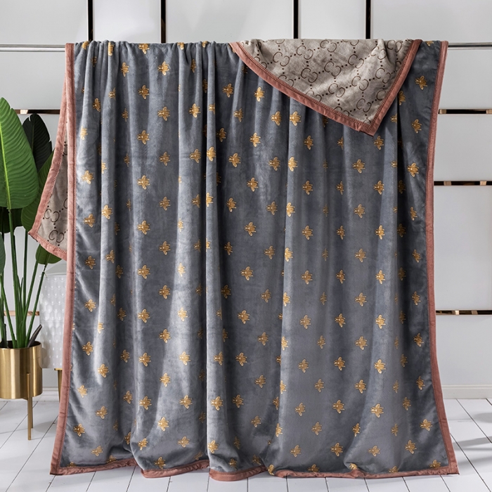 91家纺网 家纺一手货源 找家纺 卡奥 AB版云貂绒毛毯法莱绒休闲盖毯沙发毯空调毯子 格瑞