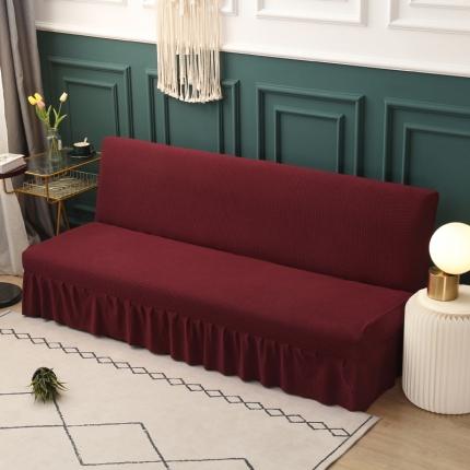 91家纺网 家纺一手货源 找家纺 雅竹 摇粒绒裙边款沙发床套 酒红