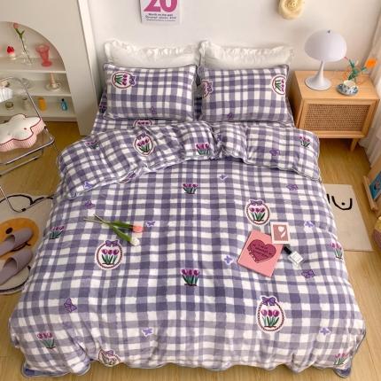 91家纺网 家纺一手货源 找家纺 （总）顾里 2020新款韩国ins高端保暖牛奶绒套件