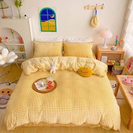 顾里 2020新款韩国ins高端保暖牛奶绒套件 黄格