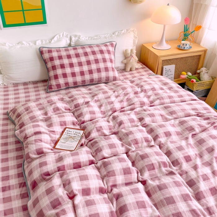 91家纺网 家纺一手货源 找家纺 顾里 2020新款韩国ins高端保暖牛奶绒套件 葡萄紫