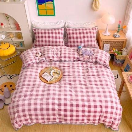 顾里 2020新款韩国ins高端保暖牛奶绒套件 葡萄紫