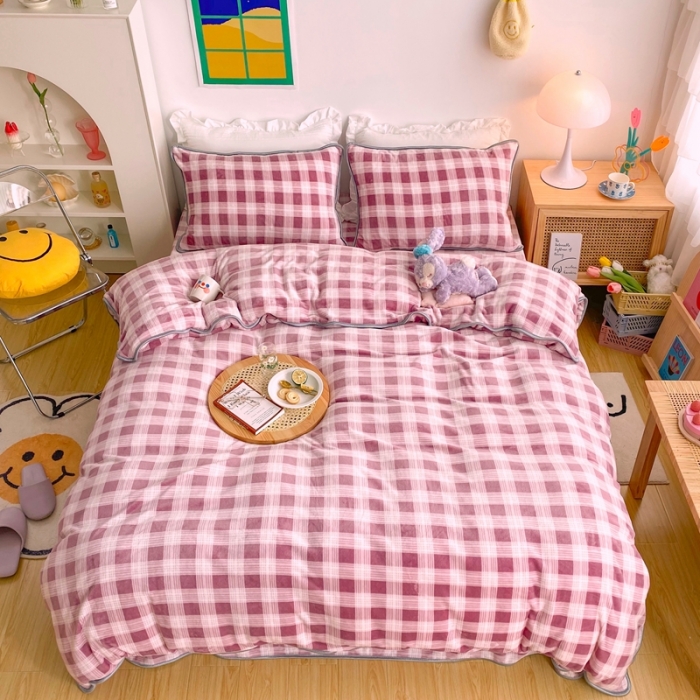 91家纺网 家纺一手货源 找家纺 顾里 2020新款韩国ins高端保暖牛奶绒套件 葡萄紫