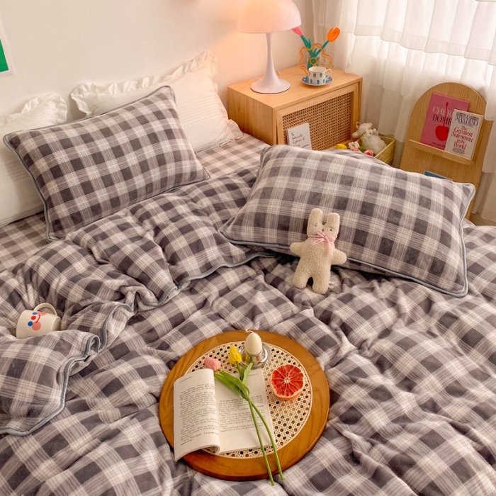 91家纺网 家纺一手货源 找家纺 顾里 2020新款韩国ins高端保暖牛奶绒套件 雾霾灰