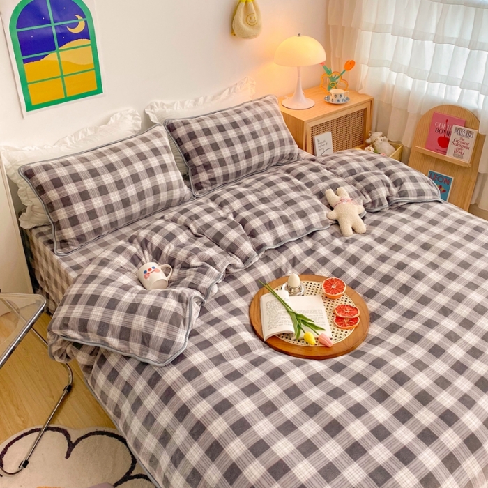 91家纺网 家纺一手货源 找家纺 顾里 2020新款韩国ins高端保暖牛奶绒套件 雾霾灰