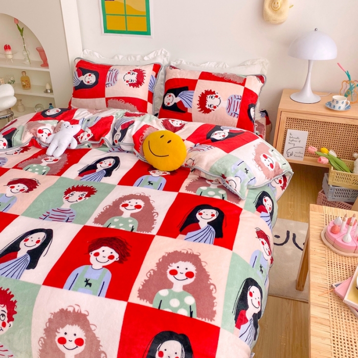 91家纺网 家纺一手货源 找家纺 顾里 2020新款韩国ins高端保暖牛奶绒套件 巴黎故事