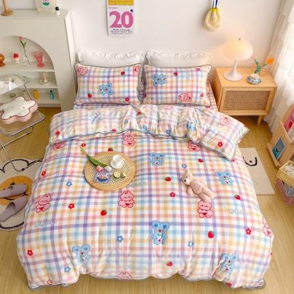 顾里 2020新款韩国ins高端保暖牛奶绒套件 彩格考拉