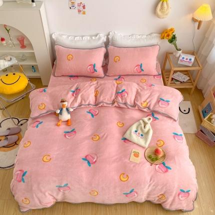 顾里 2020新款韩国ins高端保暖牛奶绒套件 美少女蜜桃