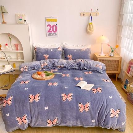 顾里 2020新款韩国ins高端保暖牛奶绒套件 梦幻蝴蝶