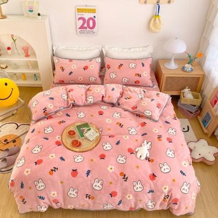 顾里 2020新款韩国ins高端保暖牛奶绒套件 碎花兔子