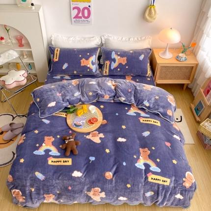 顾里 2020新款韩国ins高端保暖牛奶绒套件 太空熊