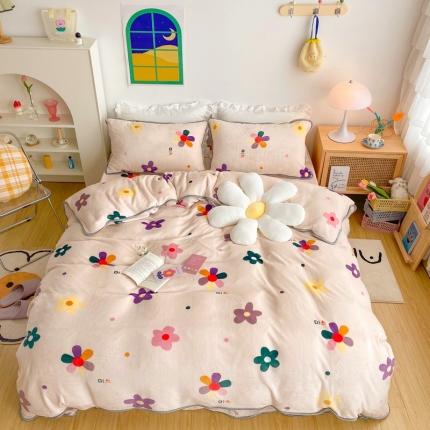 顾里 2020新款韩国ins高端保暖牛奶绒套件 泫雅花