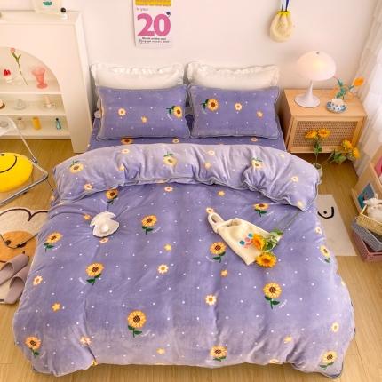 顾里 2020新款韩国ins高端保暖牛奶绒套件 雪花向日葵