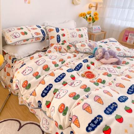 顾里 2020新款韩国ins高端保暖牛奶绒套件 元气兔兔