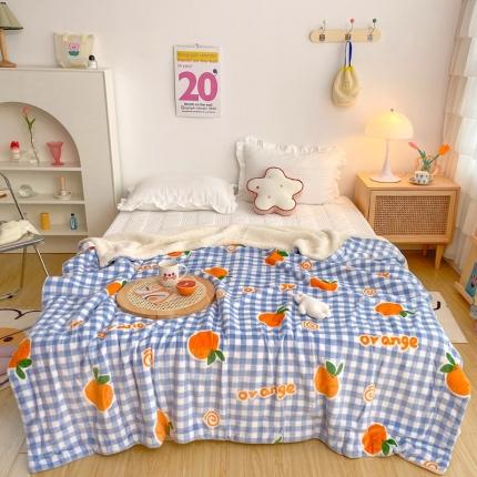 91家纺网 家纺一手货源 找家纺 顾里2020新款ins网红少女心温暖牌羊羔绒毯 格子橘子