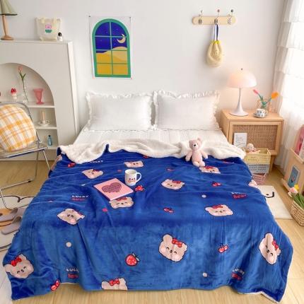 顾里2020新款ins网红少女心温暖牌羊羔绒毯 草莓小熊