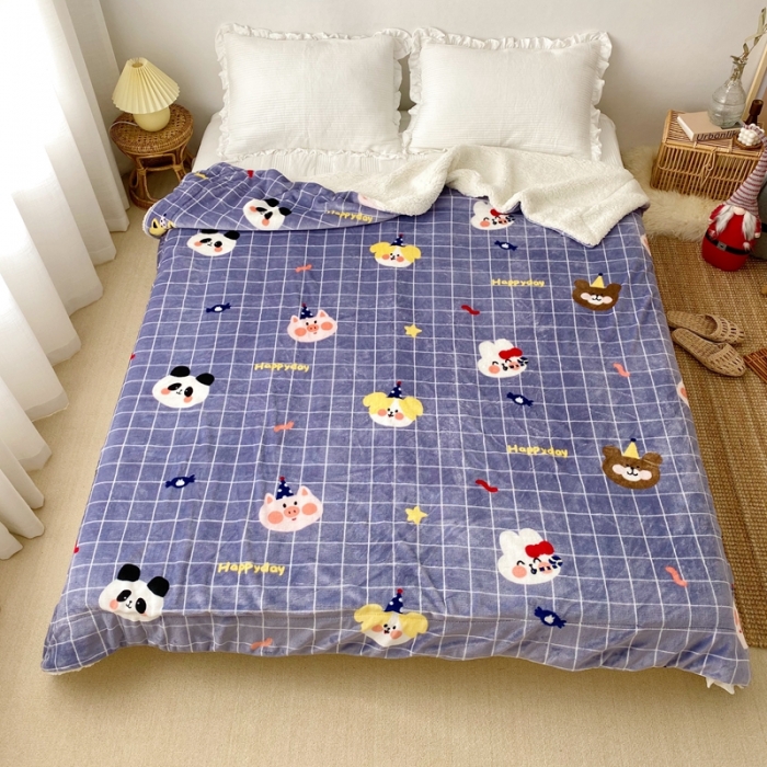 91家纺网 家纺一手货源 找家纺 顾里2020新款ins网红少女心温暖牌羊羔绒毯 动物庆典