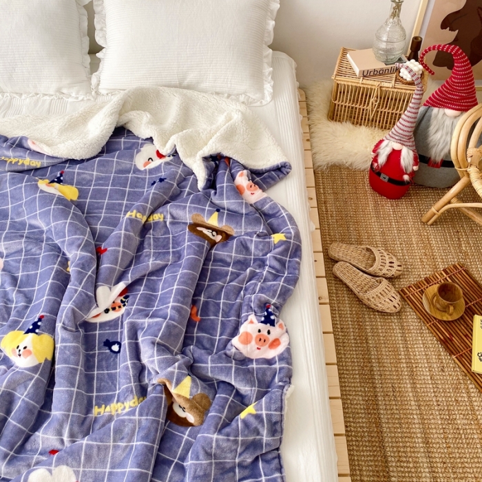 91家纺网 家纺一手货源 找家纺 顾里2020新款ins网红少女心温暖牌羊羔绒毯 动物庆典