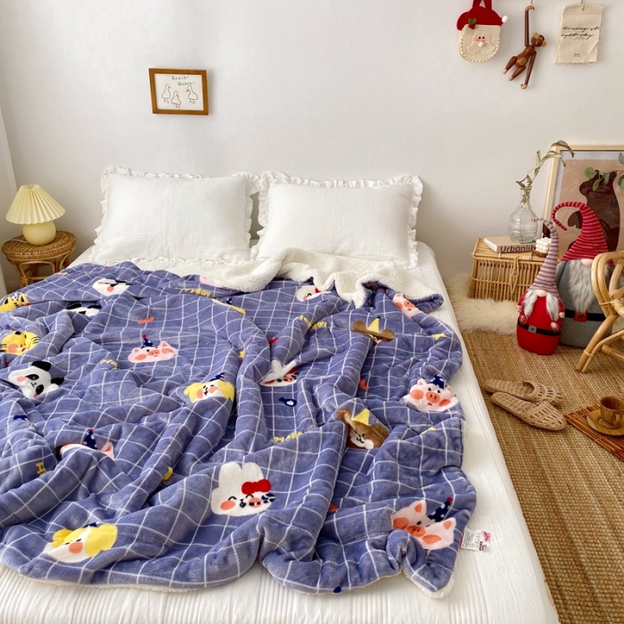 91家纺网 家纺一手货源 找家纺 顾里2020新款ins网红少女心温暖牌羊羔绒毯 动物庆典