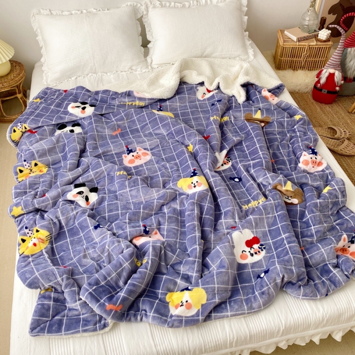 91家纺网 家纺一手货源 找家纺 顾里2020新款ins网红少女心温暖牌羊羔绒毯 动物庆典