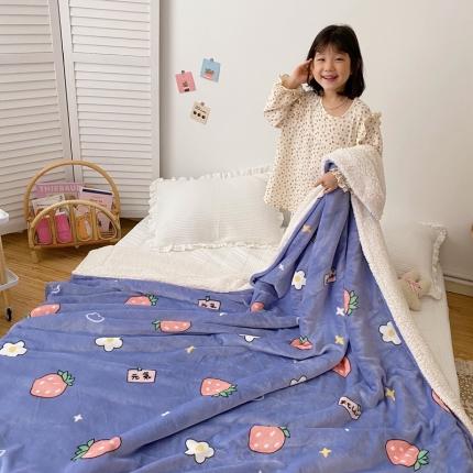 91家纺网 家纺一手货源 找家纺 顾里2020新款ins网红少女心温暖牌羊羔绒毯 草莓小花