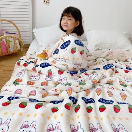 91家纺网 家纺一手货源 找家纺 顾里2020新款ins网红少女心温暖牌羊羔绒毯 元气兔兔