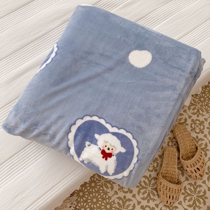 91家纺网 家纺一手货源 找家纺 顾里2020新款ins网红少女心温暖牌羊羔绒毯 爱心绵羊