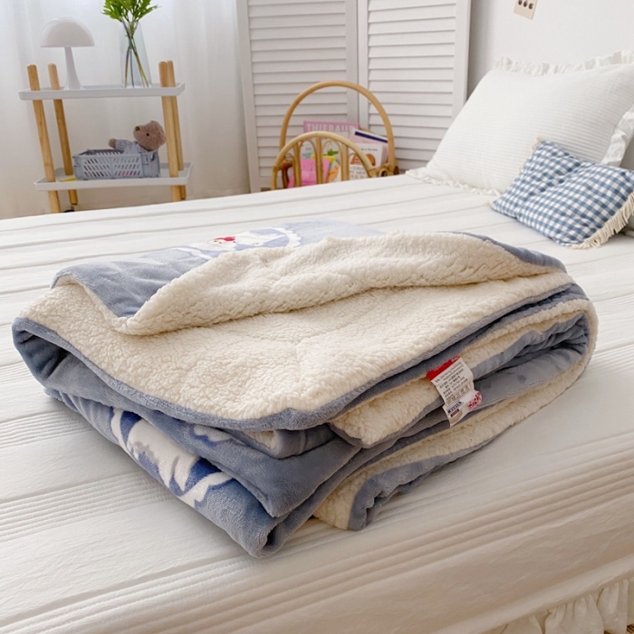 91家纺网 家纺一手货源 找家纺 顾里2020新款ins网红少女心温暖牌羊羔绒毯 爱心绵羊