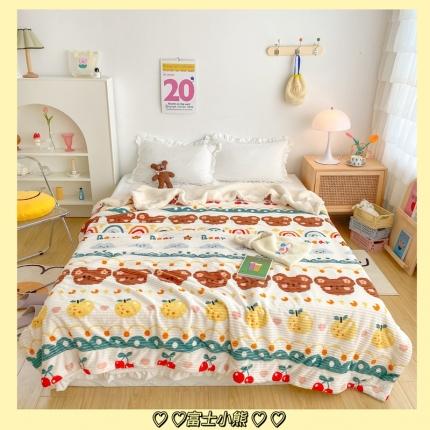 91家纺网 家纺一手货源 找家纺 顾里 新款ins网红少女心温暖牌魔法牛奶绒毛毯 富士小熊