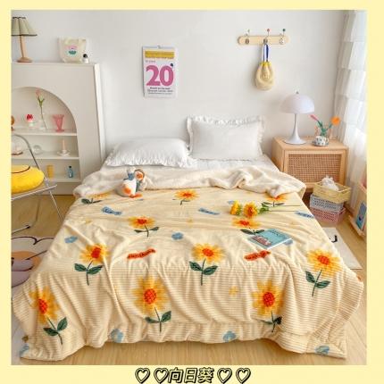 91家纺网 家纺一手货源 找家纺 顾里 新款ins网红少女心温暖牌魔法牛奶绒毛毯 向日葵