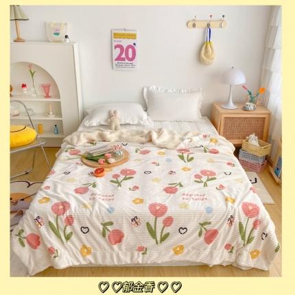91家纺网 家纺一手货源 找家纺 顾里 新款ins网红少女心温暖牌魔法牛奶绒毛毯 郁金香