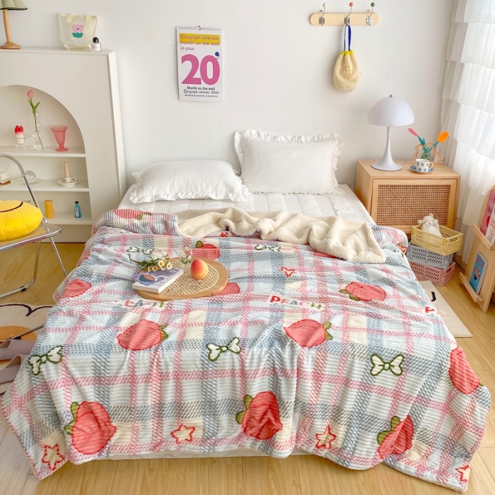 91家纺网 家纺一手货源 找家纺 顾里 新款ins网红少女心温暖牌魔法牛奶绒毛毯 冰淇淋蜜桃