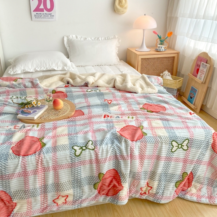 91家纺网 家纺一手货源 找家纺 顾里 新款ins网红少女心温暖牌魔法牛奶绒毛毯 冰淇淋蜜桃