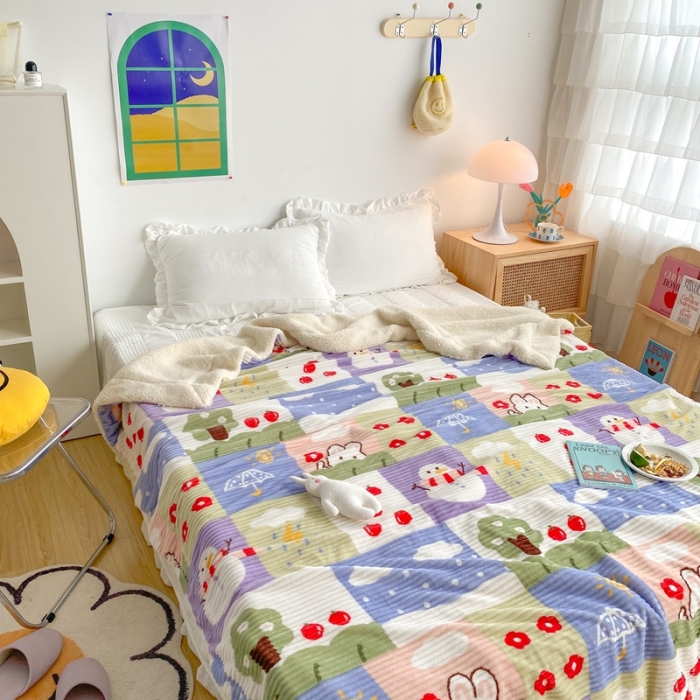 91家纺网 家纺一手货源 找家纺 顾里 新款ins网红少女心温暖牌魔法牛奶绒毛毯 春夏秋冬