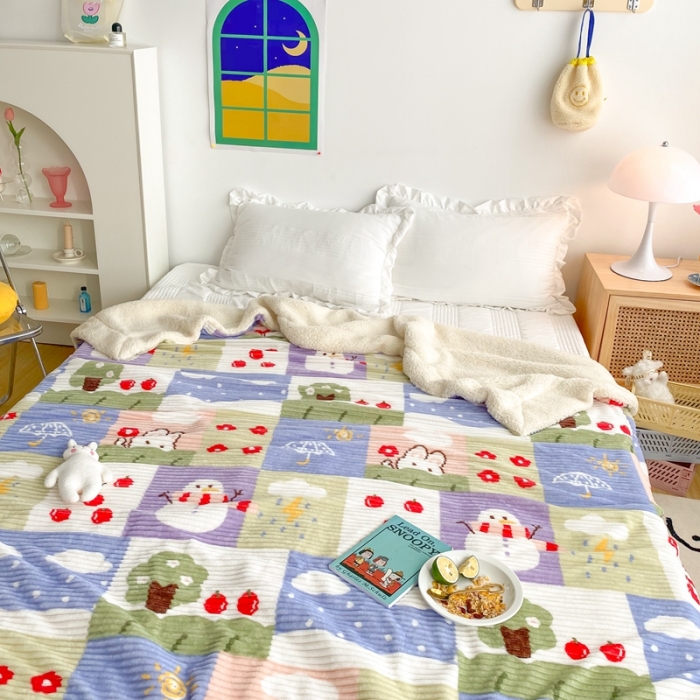 91家纺网 家纺一手货源 找家纺 顾里 新款ins网红少女心温暖牌魔法牛奶绒毛毯 春夏秋冬