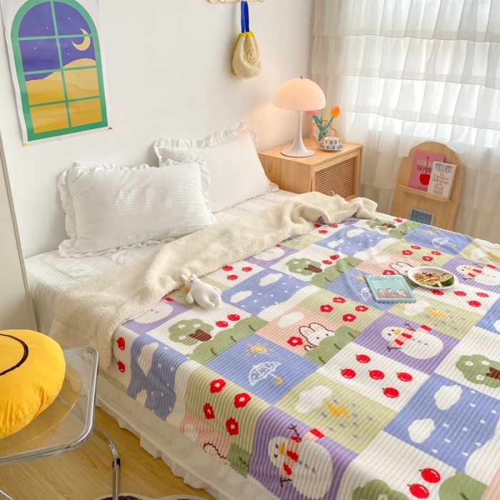 91家纺网 家纺一手货源 找家纺 顾里 新款ins网红少女心温暖牌魔法牛奶绒毛毯 春夏秋冬