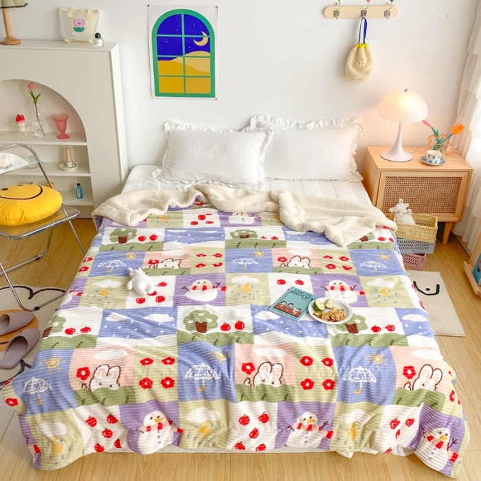 91家纺网 家纺一手货源 找家纺 顾里 新款ins网红少女心温暖牌魔法牛奶绒毛毯 春夏秋冬