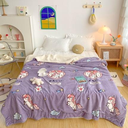 顾里 新款ins网红少女心温暖牌魔法牛奶绒毛毯 梦幻独角兽