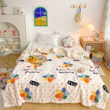 顾里 新款ins网红少女心温暖牌魔法牛奶绒毛毯 七彩花