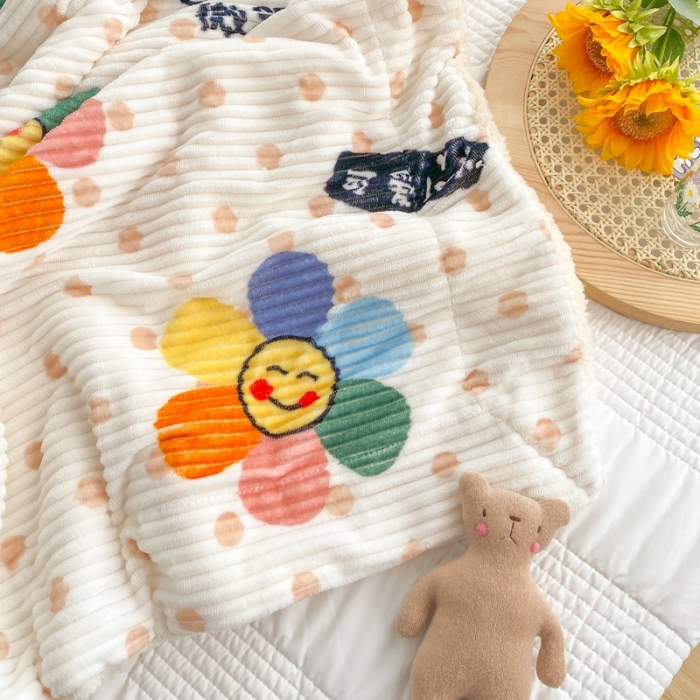 91家纺网 家纺一手货源 找家纺 顾里 新款ins网红少女心温暖牌魔法牛奶绒毛毯 七彩花