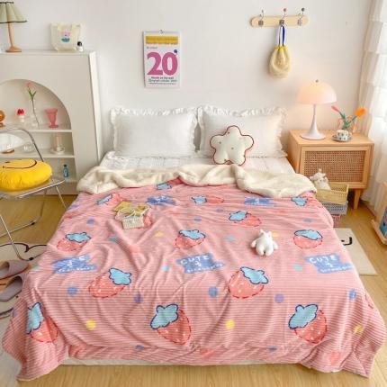 顾里 新款ins网红少女心温暖牌魔法牛奶绒毛毯 甜心草莓