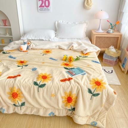 顾里 新款ins网红少女心温暖牌魔法牛奶绒毛毯 向日葵