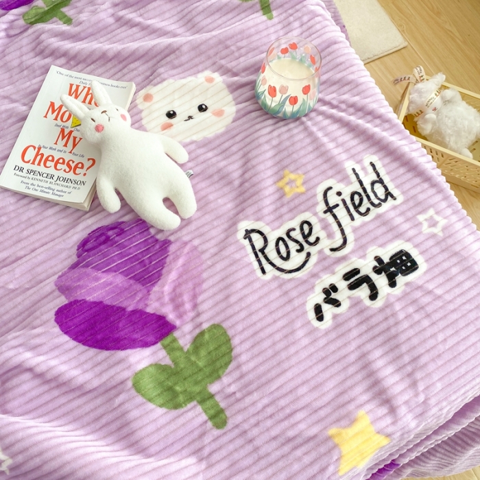 91家纺网 家纺一手货源 找家纺 顾里 新款ins网红少女心温暖牌魔法牛奶绒毛毯 紫玫瑰