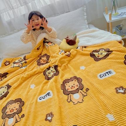 91家纺网 家纺一手货源 找家纺 顾里 新款ins网红少女心温暖牌魔法牛奶绒毛毯 可爱狮子